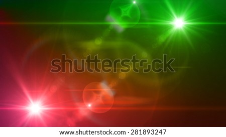 green and red light twin lens flare special effect