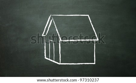 house drawing on the blackboard