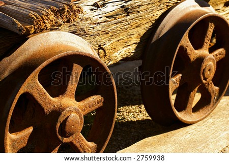 wheels of the old mine cart