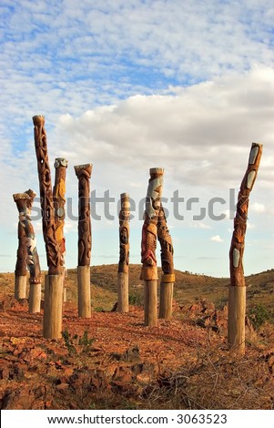 aboriginal / indigenous story poles at broken hill, nsw