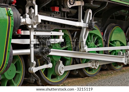 close up of the wheels of a large steam train symbolising power