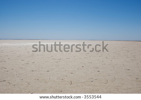 an endless beach with the tide completely out and a clear blue sky