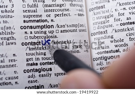 pen writing in us after the contact in dictionary