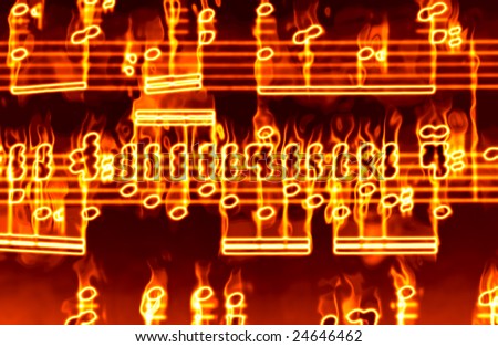 great image of music notes on fire and burning