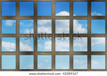great image of a perfect blue sky through the bars or grill