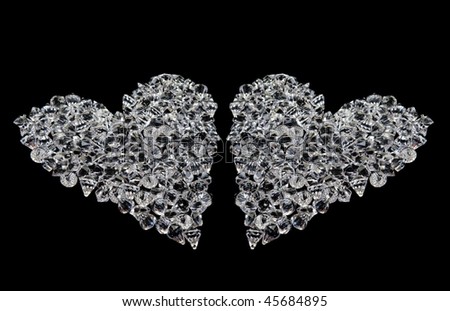 love heart black background. stock photo : two love hearts