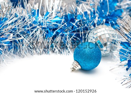 Christmas decoration - blue ball and garland