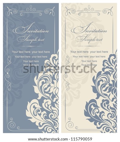 Invitation cards baroque blue beige Invitation cards baroque blue beige