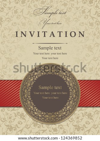 Invitation card with a red ribbon Invitation card with a red ribbon