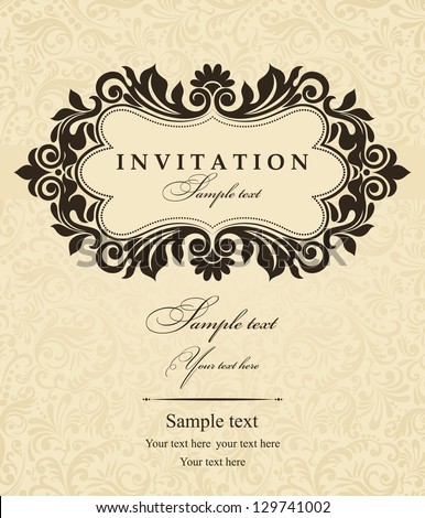 Invitation Cards In An Old-Style Brown Stock Vector Illustration