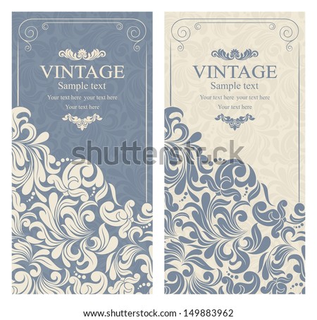 Invitation cards baroque blue beige Invitation cards baroque blue beige