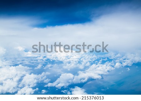 Blue sky sea of clouds from high altitude in indonesia