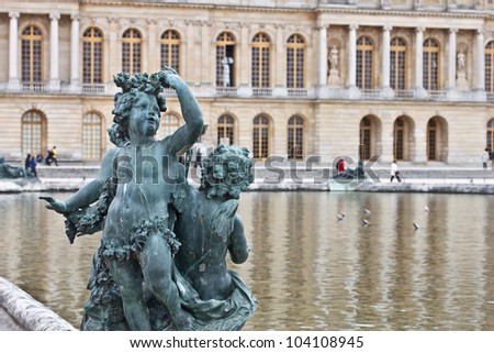 bronze sculpture in the garden of chateau de Versailles, France