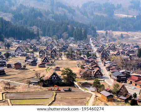 landscape of Shirakawa-go village.  This village is UNESCO world heritage site in Japan.