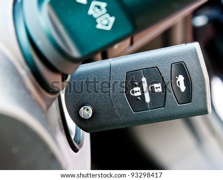 modern style car key on the key hole