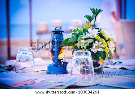 Romantic set up dinner table set processed by vintage stlye