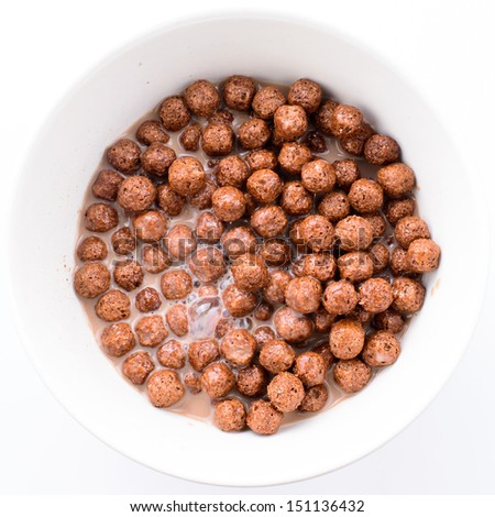 Chocolate cereals isolated on white background