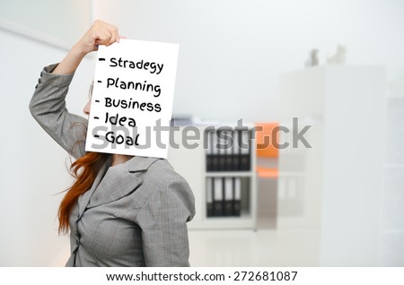 Strategy at work concept. Business woman stressed being to busy in office.