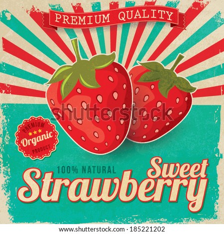 Colorful vintage Strawberry label poster vector illustration Colorful vintage Strawberry label poster vector illustration