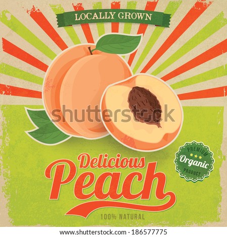 Colorful vintage Peach label poster vector illustration Colorful vintage Peach label poster vector illustration