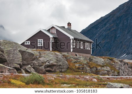 Wooden house at Norway mountains.
