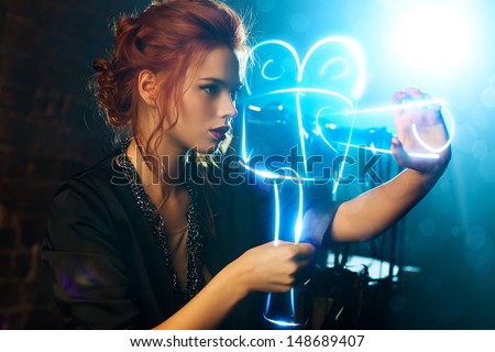 Young Woman Film Director With Virtual Camera.
