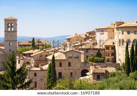 Traditional Italian city. View on roofs.