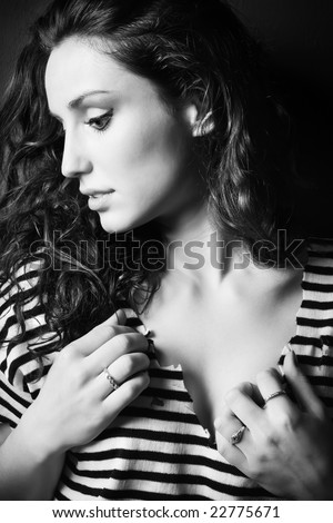 Young sexy woman portrait. Black and white.