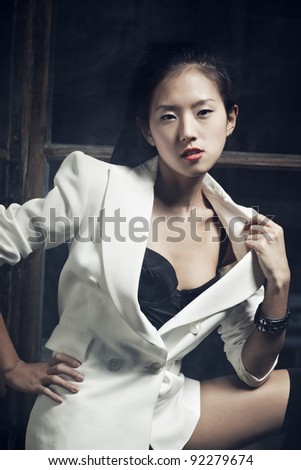 Young japanese woman fashion portrait.