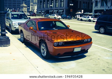 CHICAGO,USA  - JULY 15:, 3rd generation of Dodge Challenger car famous from Vanishing Point movie on July 15, 2012 in Chicago, USA