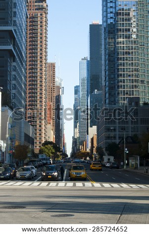 NEW YORK, USA - NOVEMBER 9: Cars on one of New York streets 9th November 2011 in New York, USA.