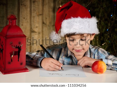 A boy writes a letter to Santa