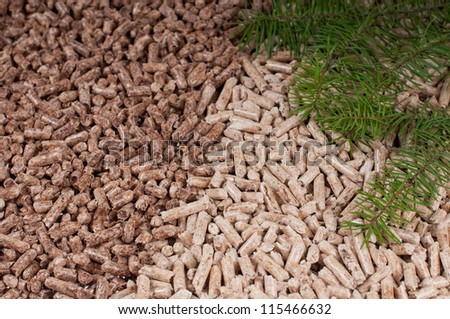 Two kind of pellets and materilas pellets made- selective focuson the front
