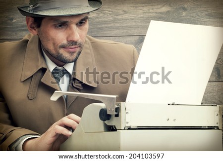 man and typewriter