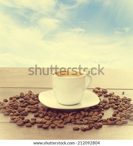 cup of coffee on a background of sky