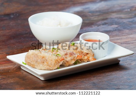 deep fried shrimp covered with ground pork