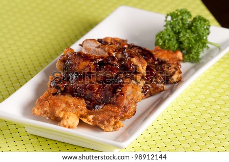 fried chicken with sweet sauce aka chicken teriyaki
