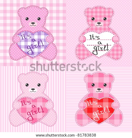 Birthday Card Vector on Pink Teddy Bears For Girl  You Can Change Text And Make Birthday Card