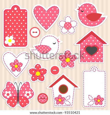 Vector scrapbook elements love set Vector scrapbook elements love set