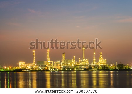Oil refinery on twilight morning time at Bangkok Thailand