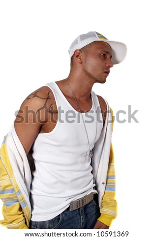 My Own Way Young Man With Clothes In HipHop Style With A Big Tattoo On His