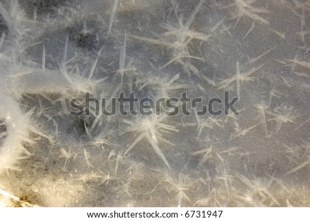 Texture of spiked ice (frost) crystals. Star shape.