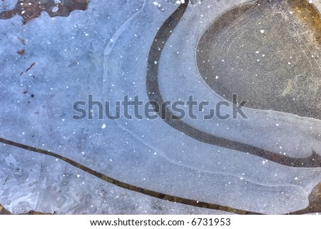 The magnificent image of the frozen pool. A pure ice, some large snowflakes.