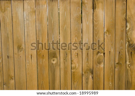 Wood with knots. A new fence. It is processed against rotting.