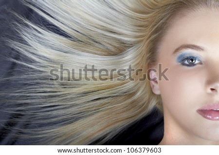 Beautiful Caucasian teenage model with long straight hair