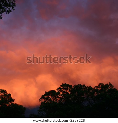 Rolling clouds at sunset