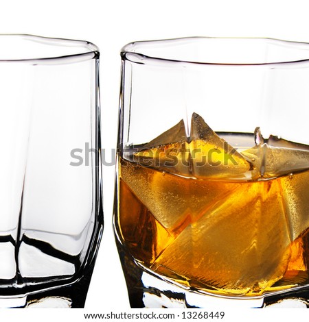 scotch glasses. whiskey in glass with ice