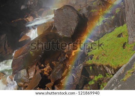Waterfall rainbow over Vernal Fall Mist Trail, Yosemite National Park