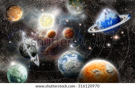 alien planet star system in space