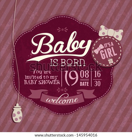 Baby Shower Girl Vintage Invitation Card Baby Shower Girl Vintage Invitation Card